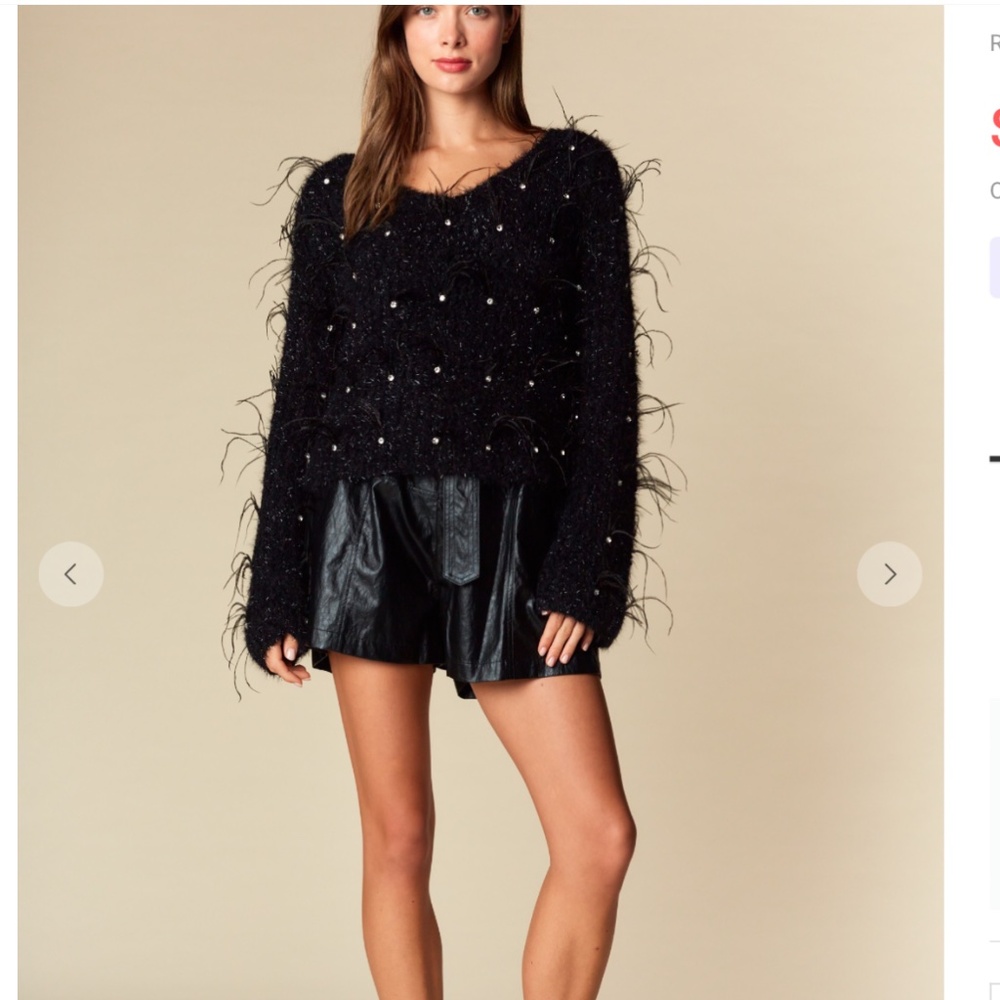 🎉 Rareraw “ Katrina “ Rareraw Knit Sweater with Feather & Rhinestone Accents 37 - Picture 9 of 10